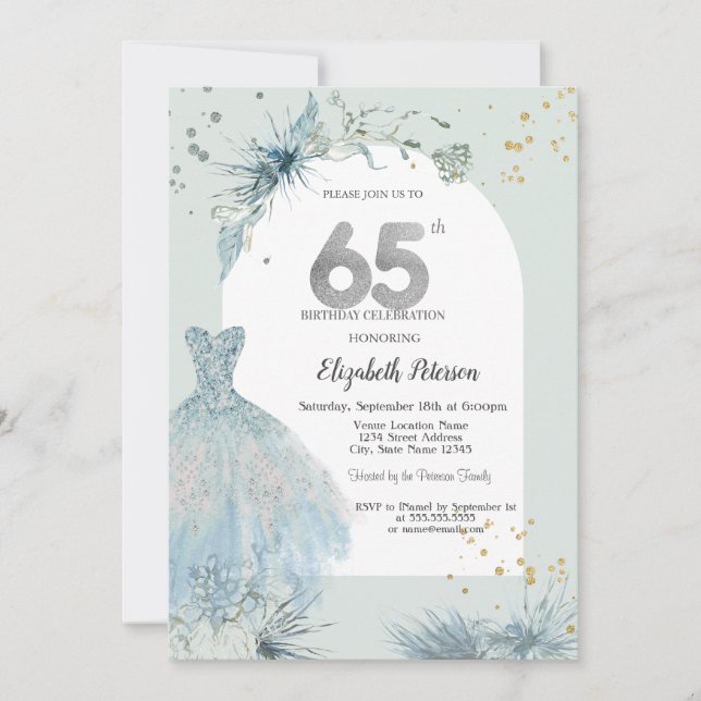 Invitation Robe Élégante Hiver 65e Anniversaire (Devant)