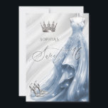 Invitation Robe élégante Silver Dusty Blue Sparkle Sweet 16<br><div class="desc">Argent Dusty Blue Sparkle robe Princess Sweet 16 Invitation</div>