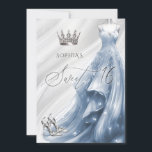Invitation Robe élégante Silver Dusty Blue Sparkle Sweet 16<br><div class="desc">Argent Dusty Blue Sparkle robe Princess Sweet 16 Invitation</div>