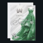 Invitation Robe émeraude vert émeraude en argent doux 16<br><div class="desc">Robe émeraude vert émeraude d'argent princesse douce 16 Invitation</div>
