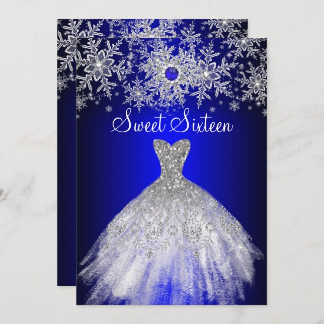 Invitation Robe en argent Royal Blue Pearl Flacon de neige Sw (Devant / Derrière)