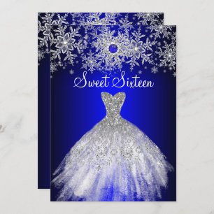 Invitation Robe en argent Royal Blue Pearl Flacon de neige Sw