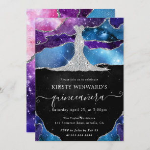 Invitation Robe en diamant et galaxie Agate Quinceanera