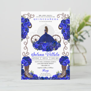 Invitation Robe et bottes Royal Blue Princess Quinceanera