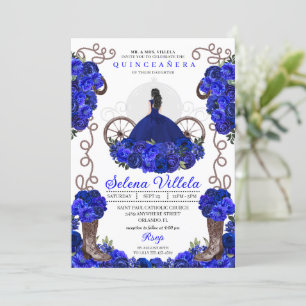 Invitation Robe et bottes Royal Blue Princess Quinceanera