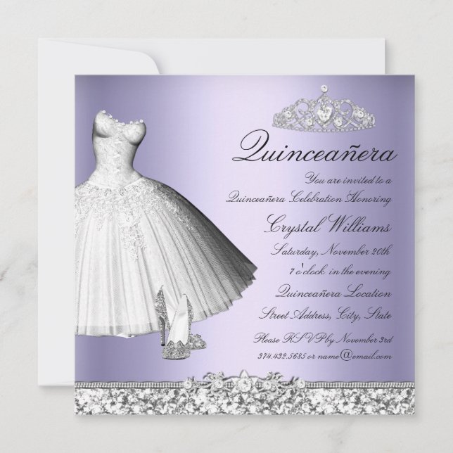 Invitation Robe et talons de Parties scintillant pourpre Quin (Devant)