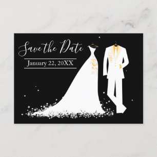 Invitation Robe et tux - 3x5 Enregistrer la date
