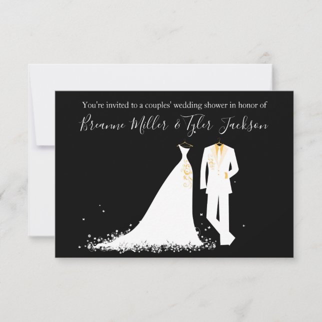 Invitation Robe et tux - Wedding shower de 3 couples sur 5 (Devant)