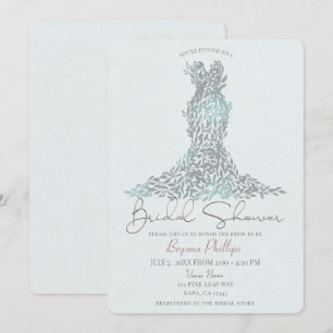 Invitation Robe Feuilles de Vert Sauge Élégante Mariage Moder
