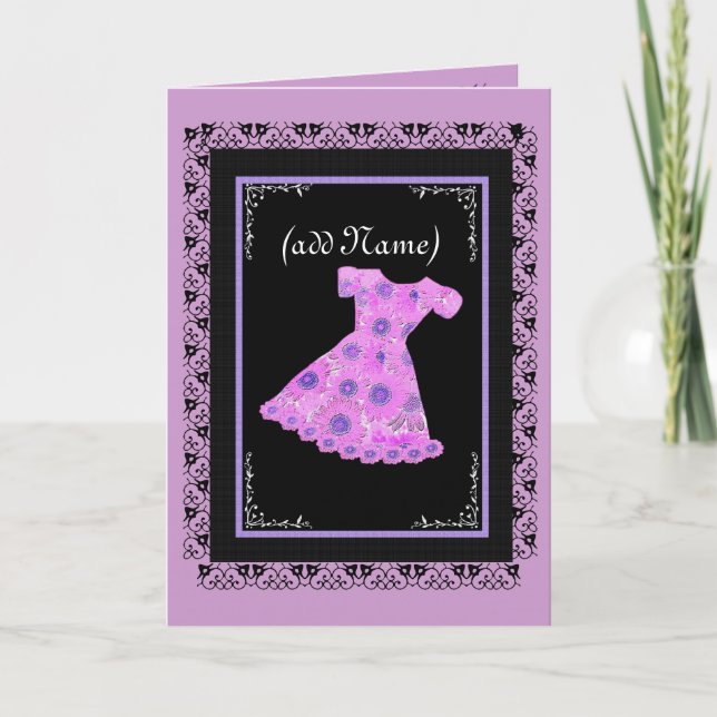 Invitation Robe Fleur Fille ROSE Fleurs (Devant)