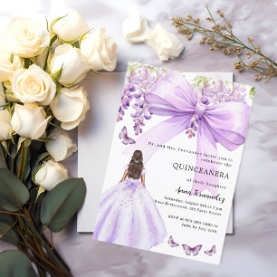 Invitation Robe fleurie arc lavande Quinceanera
