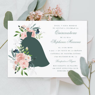 Invitation Robe florale floue sur mesure couleur Quinceañera
