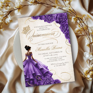 Invitation Robe florale violette Quinceañera