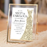 Invitation Robe Gold Sparkle 60 & Fabuleux 60e anniversaire<br><div class="desc">Robe Gold Sparkle 60 & Fabulous 60th Birthday Fabulous femmes 50th anniversaire party Variations à l'invitation et articles correspondants dans notre magasin</div>