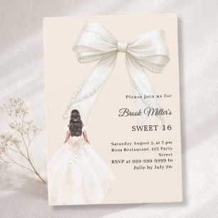 Invitation Robe ivoire champagne or luxe pour les 16 ans