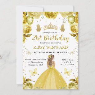 Invitation Robe Jaune Blonde Princesse Anniversaire