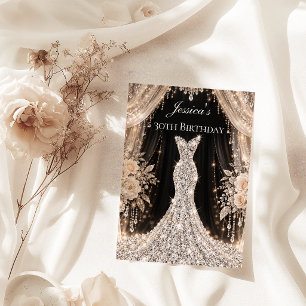 Invitation Robe Luxueuse Femme 30 Ans Fête d'Anniversaire