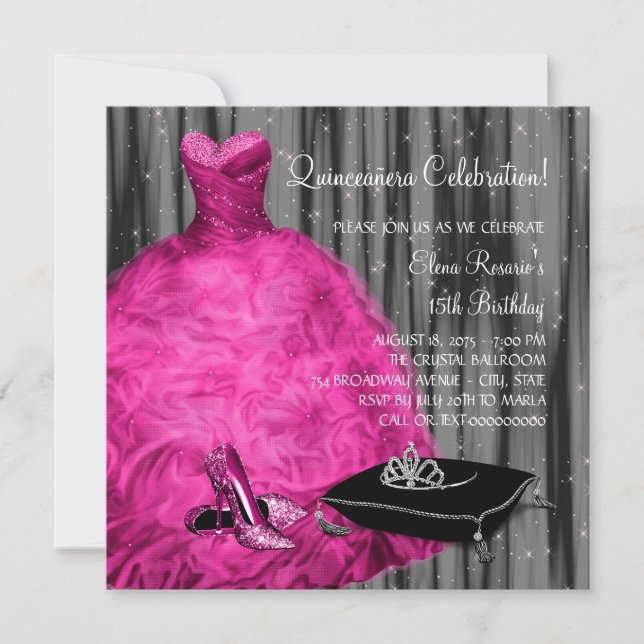 Invitation Robe Magenta Chaussures à Talons Hauts Princesse Q (Devant)
