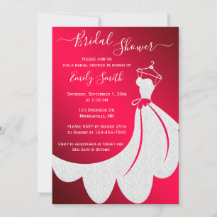 Invitation Robe Mariage blanche sur Fête des mariées rouge