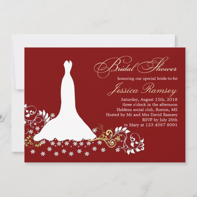 Invitation Robe mariage blanche, tourbillons sur Fête de l'ma (Devant)