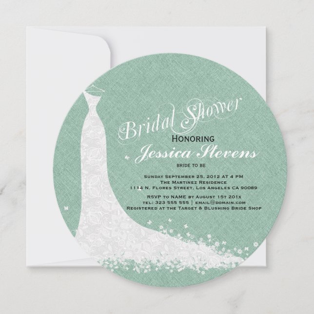 Invitation Robe Mariage De Dentelle Blanche Et Linge Vert Min (Devant)