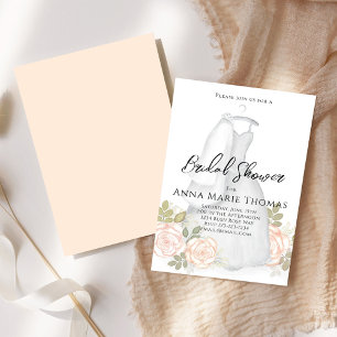 Invitation Robe Mariage Fête des mariées Élégant Blush Floral