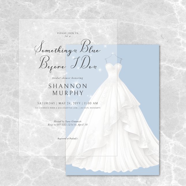 Invitation Robe Mariage moderne Bleu Arrière - plan douche (Créateur téléchargé)