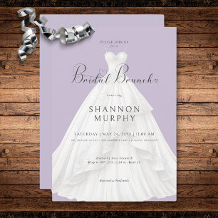 Invitation Robe Mariage moderne sur brunch nuptial violet