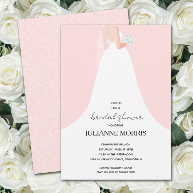 Invitation Robe mariage sur Fête des mariées rose (Créateur téléchargé)