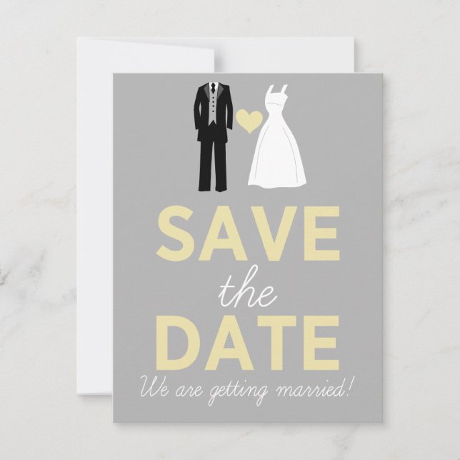 Invitation Robe mariage & Tuxedo Enregistrer La Date Annonce (Devant)