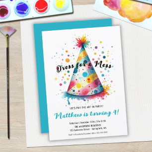 Invitation Robe Mess Enfants Art Painting Party Garçon Annive