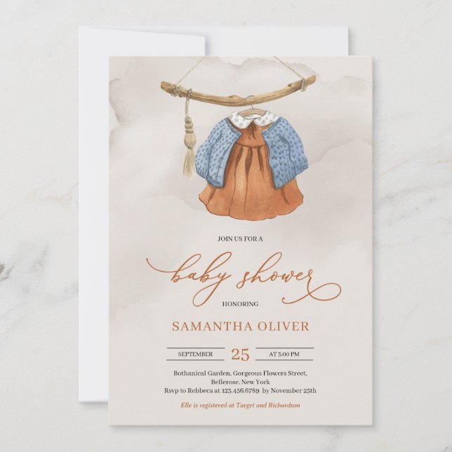 Invitation Robe minimaliste boho en terre cuite (Devant)