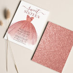Invitation Robe moderne Sweet 16 Script Anniversaire<br><div class="desc">Doté d'une jolie robe rose vif et d'une parties scintillant d'or faux rose et d'un script moderne,  cette invitation à l'anniversaire est parfaite pour une princesse. Remplacez facilement les détails de la fête en cliquant sur le bouton "Personnaliser".</div>