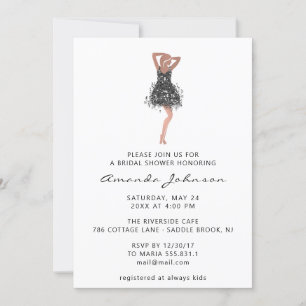 Invitation Robe noire à paillettes pour enterrement de vie de