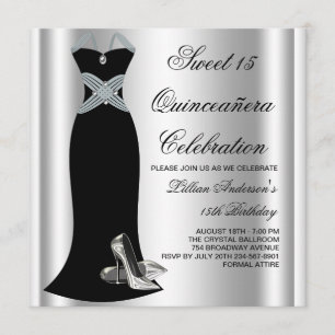 Invitation Robe noire chaussures à talons hauts Sweet 15 Quin