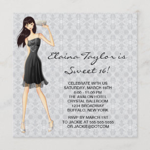Invitation Robe noire Little Black Dress Blanc Douce fête des