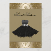 Robe noire lustre doré Sweet Sixteen Anniversaire