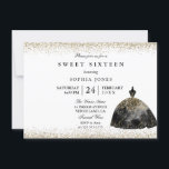 Invitation Robe Noire Or Parties scintillant Douce 16 invitat<br><div class="desc">Robe noire Parties scintillant or Sweet 16 invitation Robe Parties scintillant élégante Voir la collection correspondante en Niche et Nest Store</div>