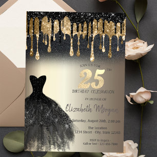 Invitation Robe noire pailletée avec gouttes de vernis noir p
