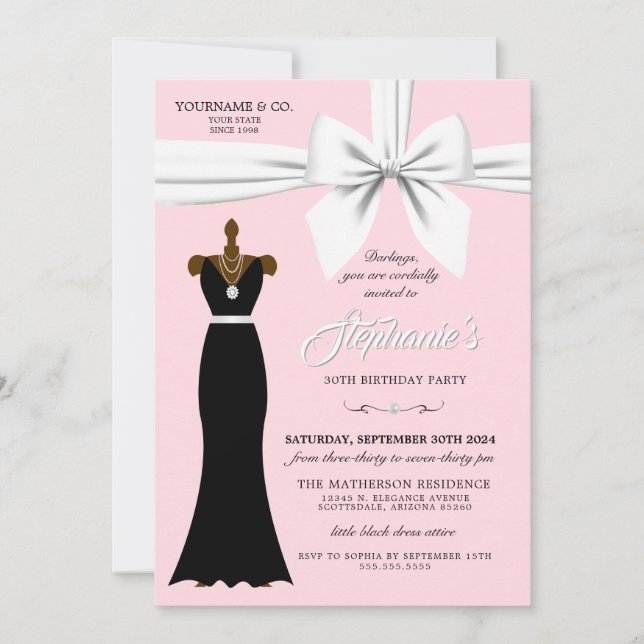 Invitation Robe Noire Vive Pink Petite robe Ethnique Annivers (Devant)