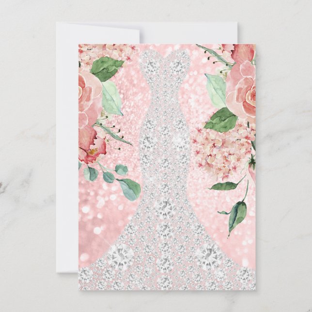 Invitation Robe nuptiale Rose Floral Rose Floral Rose Florals (Dos)