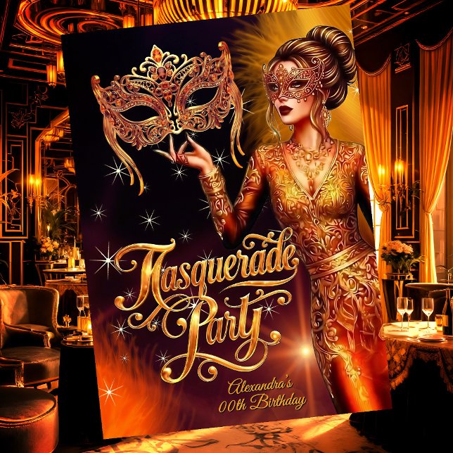 Invitation Robe orange doré spectaculaire de masquerade d'ann (Créateur téléchargé)