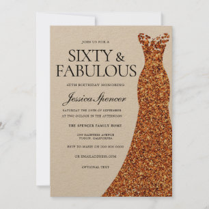 Invitation Robe orange Soixante et fabuleuse 60e fête d'anniv