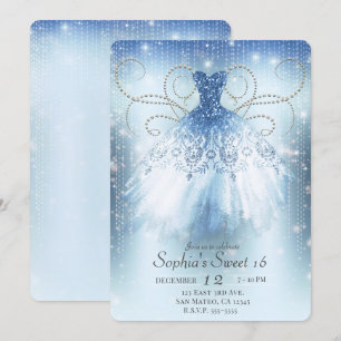 Invitation Robe pailletée argentée Blue Silver Princess pour 