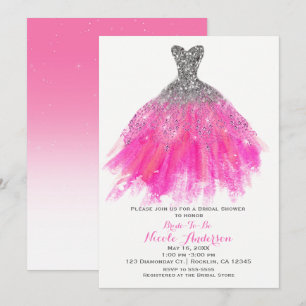 Invitation Robe pailletée rose et argent glamour pour enterre