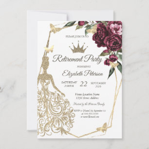 Invitation Robe Pailletée, Roses Papillons Bourgogne Retraite