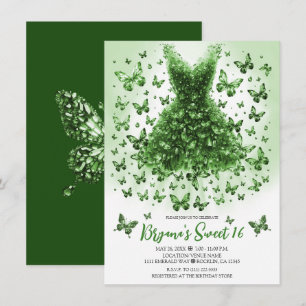 Invitation Robe Papillon Cristal Émeraude Pierre de Naissance