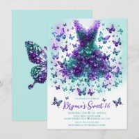 Robe papillon cristal sarcelle et violet 