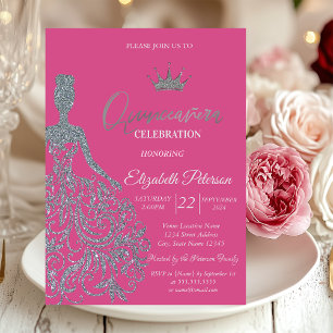 Invitation Robe Parties scintillant argent Chic Fuschia Quinc
