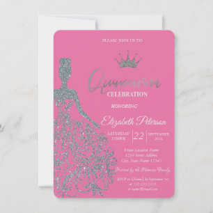 Invitation Robe Parties scintillant Argent Fille Chic Fuschia